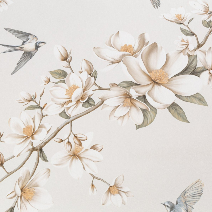 Обои для спальни с флористическим орнаментом