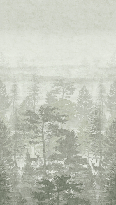 77069-1 Панно AS Creation 159*280, Олени в туманном лесу