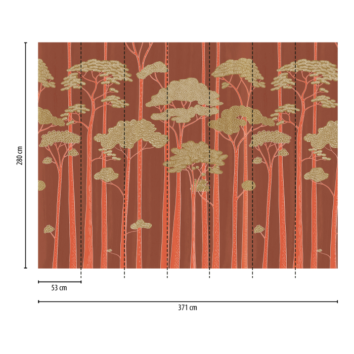 79222-8 Панно AS Creation 371*280, Лесной ритм на красном